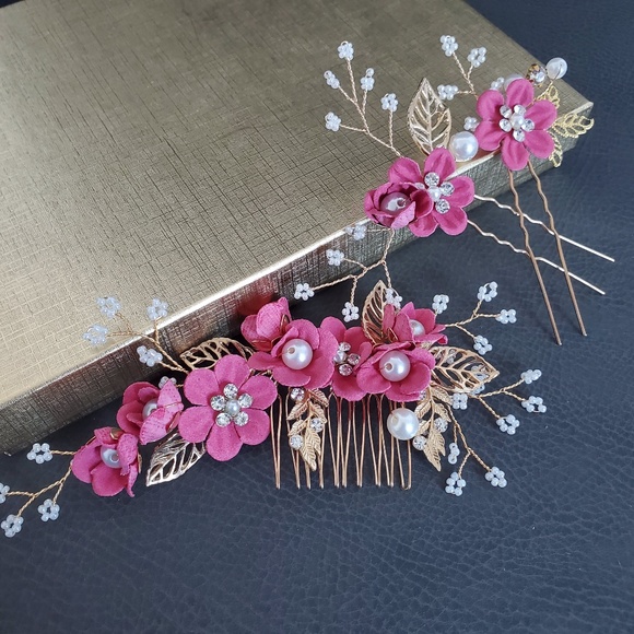 3pcs flower girl Bridal headpiece Comb Pin wedding main image 4